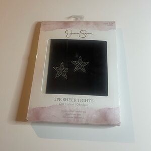 Jessica Simpson, Size CD, 2pack sheer black tights with star design.